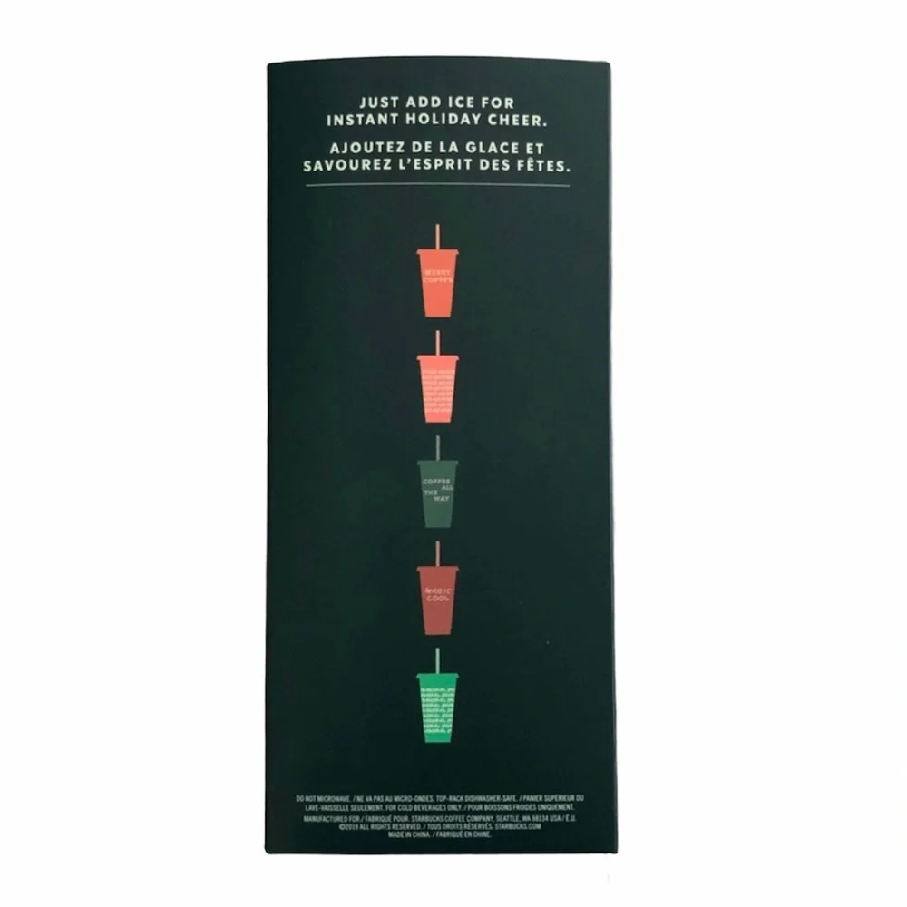 Starbucks Holiday 2019 Reusable Cold Cups Set OS Limited Edition NWT Gift 5 Cups
